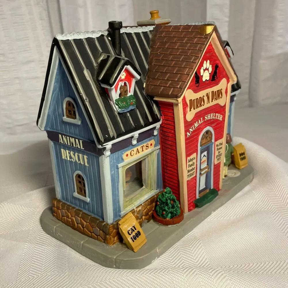 Lemax Purrs N Paws Animal Shelter 65152 Retired Village Building Box 2016